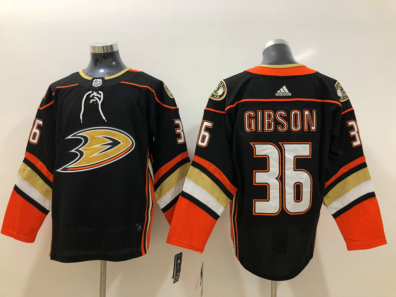Men's Anaheim Ducks John Gibson #36 Black Breakaway Jersey